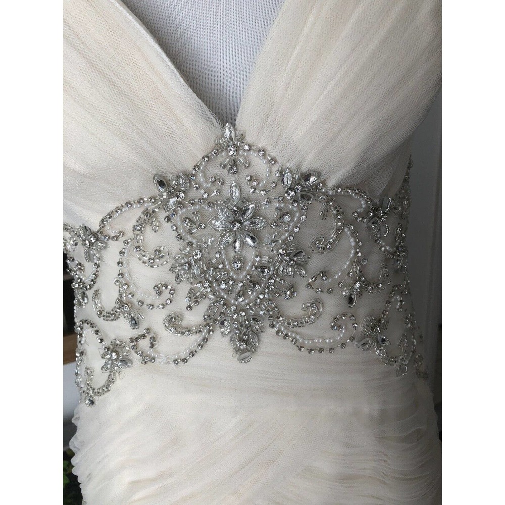 Essence of Australia size 10 French Tulle Satin Diamante mermaid Wedding Dress - Picture 6 of 12